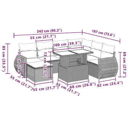 Set Divani da Giardino 8 pz con Cuscini Marrone in Polyrattan | homemem39