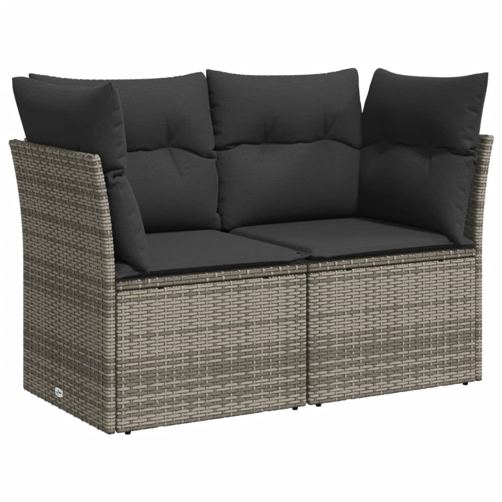 Set Divano da Giardino 10 pz con Cuscini Grigio in Polyrattan - homemem39