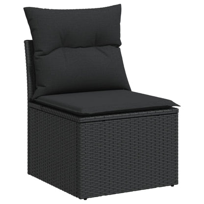 Set Divani da Giardino 10pz con Cuscini in Polyrattan Nero