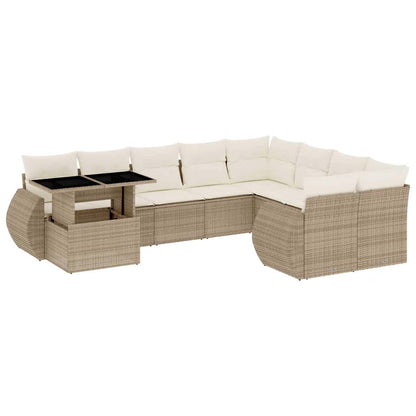 Set Divano da Giardino 10 pz con Cuscini Beige in Polyrattan - homemem39