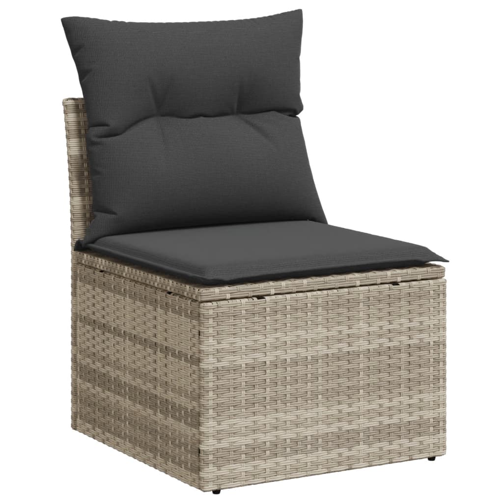 Set Divano Giardino 10 pz con Cuscini Grigio Chiaro Polyrattan