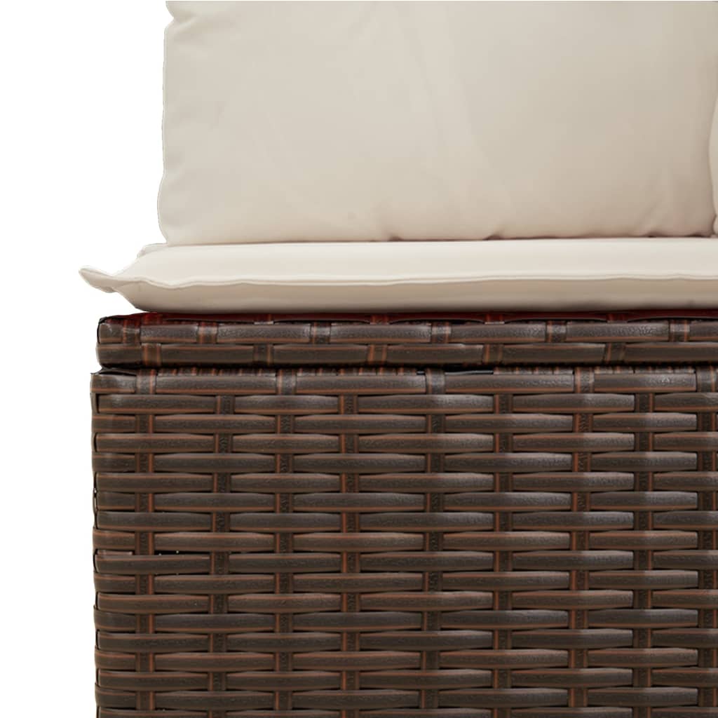 Set Divani da Giardino 11 pz con Cuscini Polyrattan Marrone | homemem39