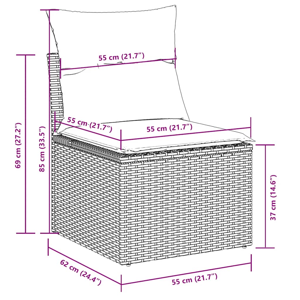 Set Divani da Giardino 5 pz con Cuscini in Polyrattan Nero | homemem39