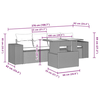 Set Divani da Giardino 5 pz con Cuscini in Polyrattan Nero | homemem39