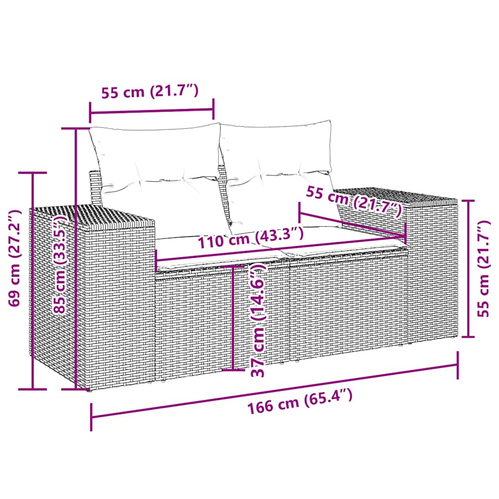Set Divano da Giardino 5pz con Cuscini Grigio Chiaro Polyrattan | homemem39