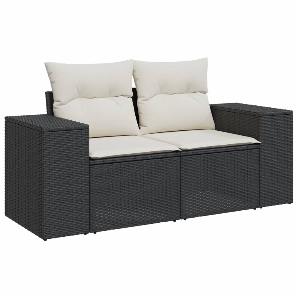 Set Divani da Giardino con Cuscini 7pz Nero Polyrattan | homemem39