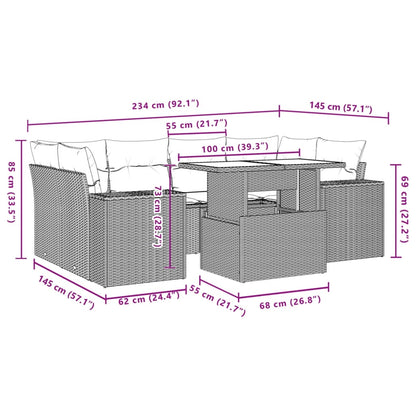 Set Divani da Giardino con Cuscini 7pz Nero Polyrattan | homemem39