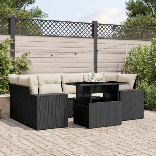 Set Divani da Giardino con Cuscini 7pz Nero Polyrattan - homemem39