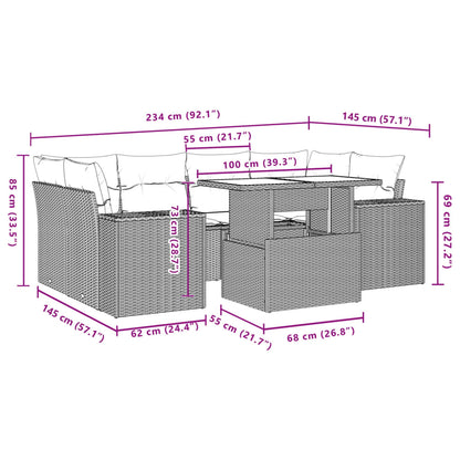 Set Divani da Giardino 7pz con Cuscini Grigio Chiaro Polyrattan | homemem39