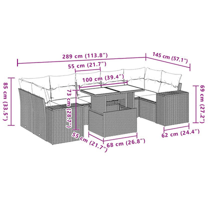 Set Divani da Giardino con Cuscini 8 pz Nero in Polyrattan | homemem39