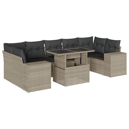 Set Divano da Giardino 8pz con Cuscini Grigio Chiaro Polyrattan | homemem39