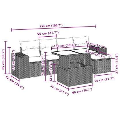 Set Divano da Giardino 6 pz con Cuscini Nero in Polyrattan | homemem39