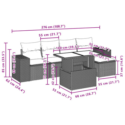 Set Divano da Giardino 6 pz con Cuscini Nero in Polyrattan | homemem39