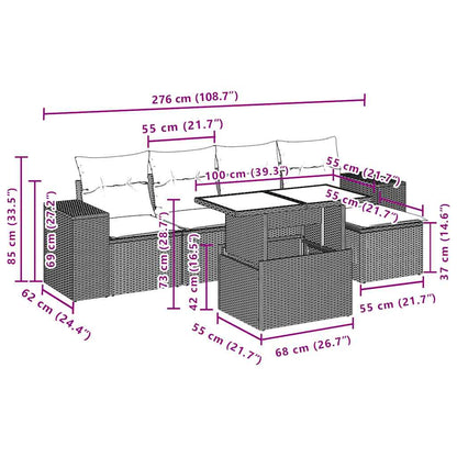 Set Divani da Giardino 6 pz con Cuscini Grigio in Polyrattan | homemem39
