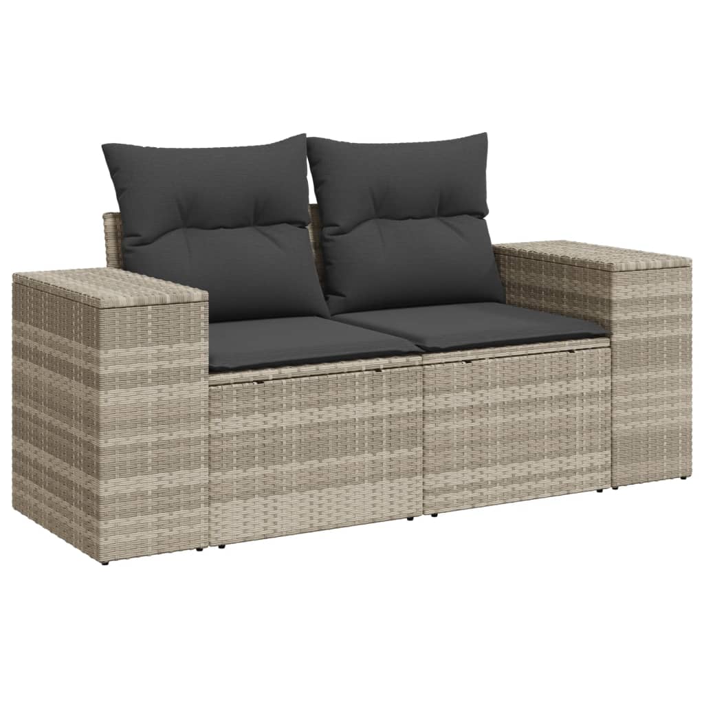 Set Divano da Giardino 6pz con Cuscini Grigio Chiaro Polyrattan