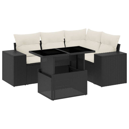 Set Divani da Giardino 5 pz con Cuscini in Polyrattan Nero - homemem39