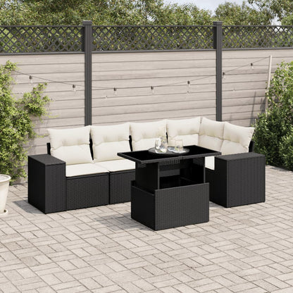 Set Divano da Giardino 6 pz con Cuscini Nero in Polyrattan - homemem39