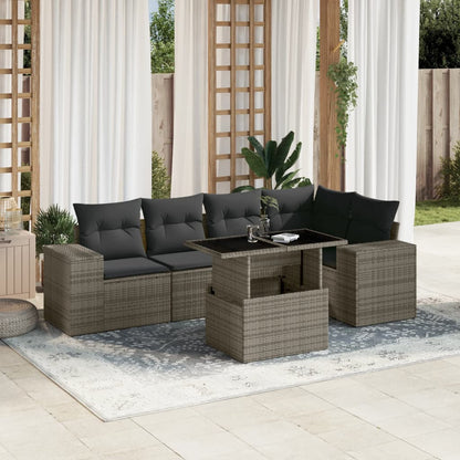 Set Divano da Giardino 6 pz con Cuscini Grigio in Polyrattan - homemem39