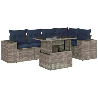 Set Divani da Giardino 6 pz con Cuscini Grigio in Polyrattan | homemem39
