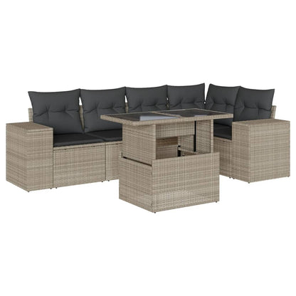 Set Divano da Giardino 6pz con Cuscini Grigio Chiaro Polyrattan | homemem39