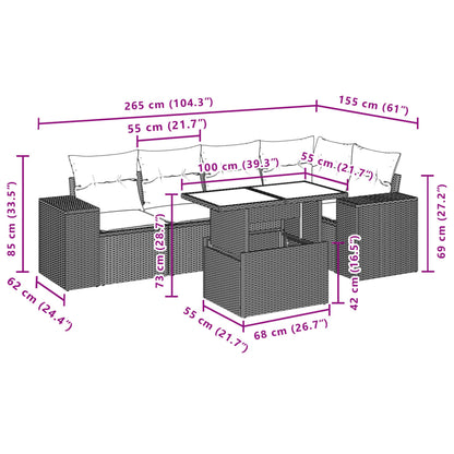 Set Divano da Giardino 6pz con Cuscini Grigio Chiaro Polyrattan | homemem39