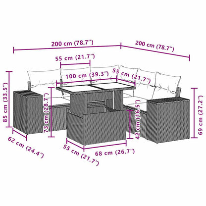 Set Divani da Giardino 6 pz con Cuscini Grigio in Polyrattan | homemem39