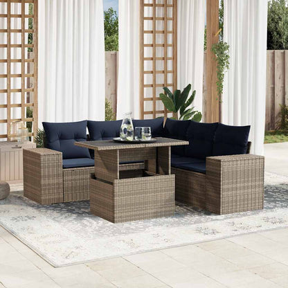 Set Divani da Giardino 6 pz con Cuscini Grigio in Polyrattan | homemem39