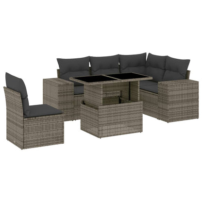 Set Divano da Giardino 6 pz con Cuscini Grigio in Polyrattan - homemem39