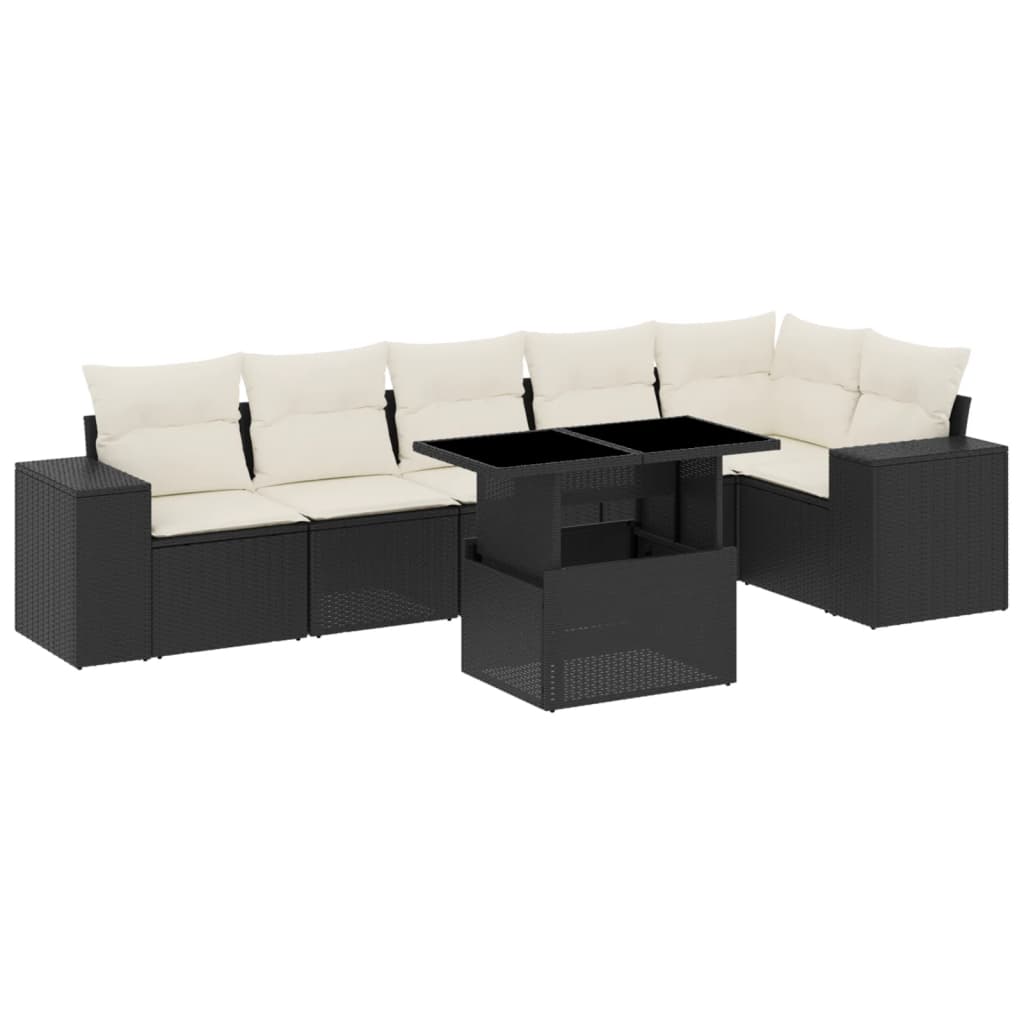 Set Divani da Giardino con Cuscini 7pz Nero Polyrattan - homemem39