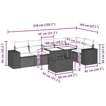 Set Divani da Giardino con Cuscini 7pz Nero Polyrattan | homemem39