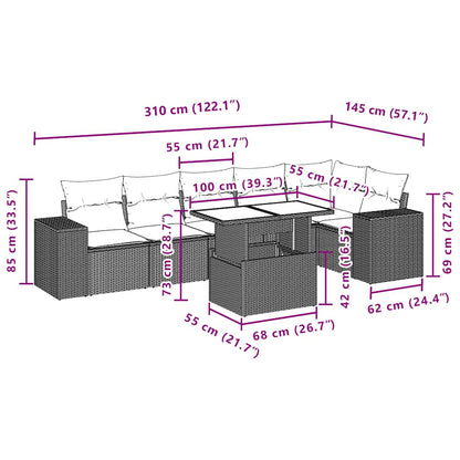 Set Divani da Giardino 7 pz con Cuscini Grigio in Polyrattan | homemem39