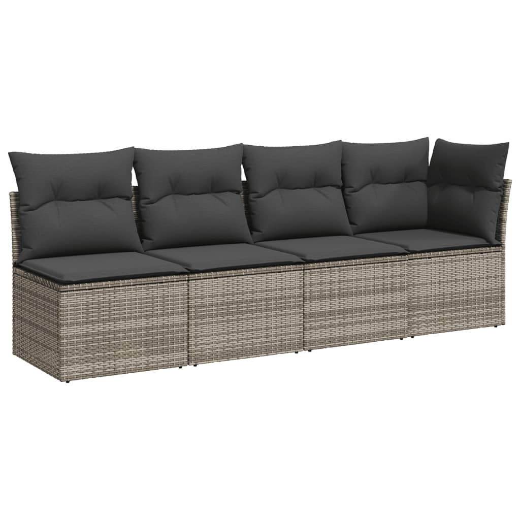 Set Divani da Giardino 7 pz con Cuscini Grigio in Polyrattan - homemem39
