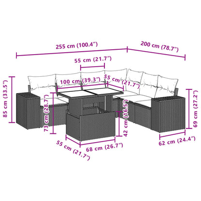Set Divani da Giardino 7 pz con Cuscini Grigio in Polyrattan | homemem39