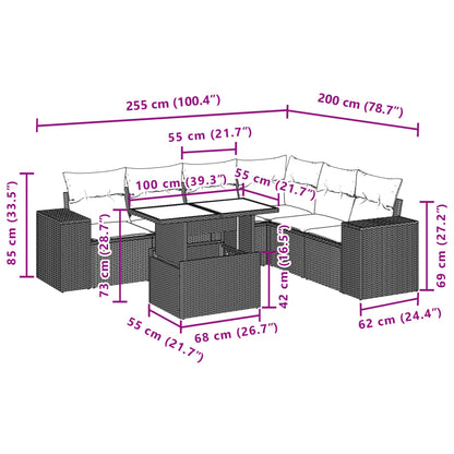 Set Divani da Giardino 7 pz con Cuscini Marrone in Polyrattan | homemem39