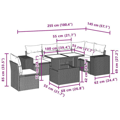 Set Divani da Giardino con Cuscini 7pz Nero Polyrattan | homemem39