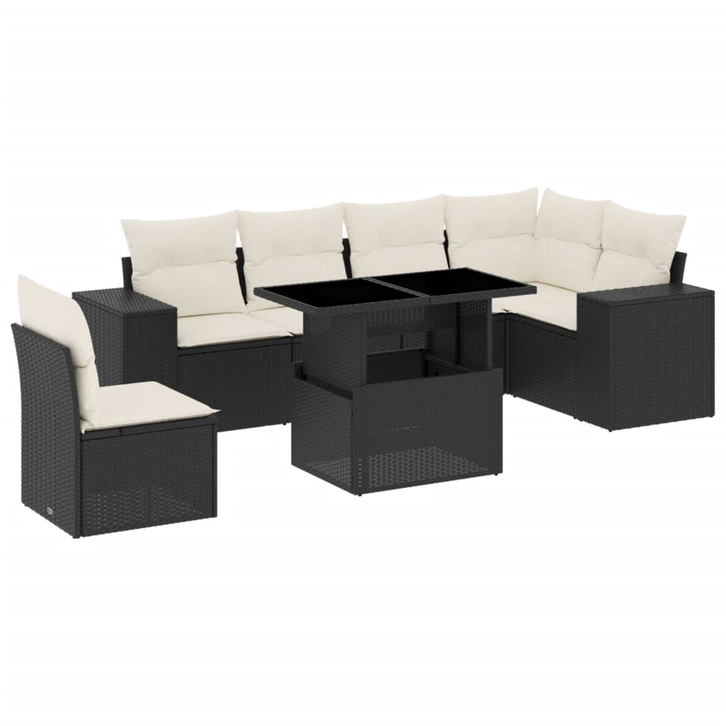 Set Divani da Giardino con Cuscini 7pz Nero Polyrattan - homemem39