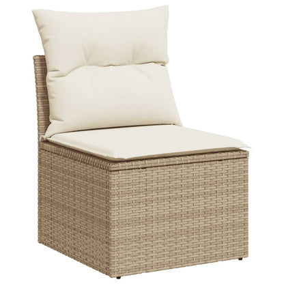 Set Divani da Giardino 7 pz con Cuscini Beige in Polyrattan