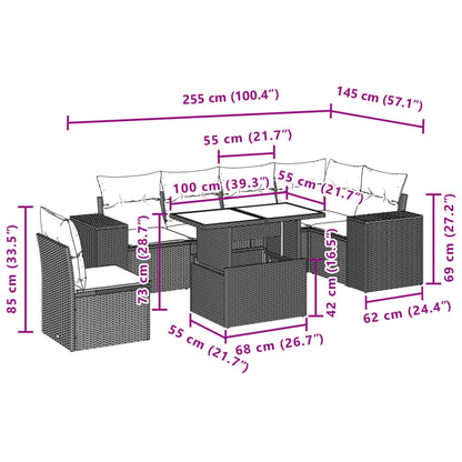 Set Divani da Giardino 7pz con Cuscini Grigio Chiaro Polyrattan | homemem39