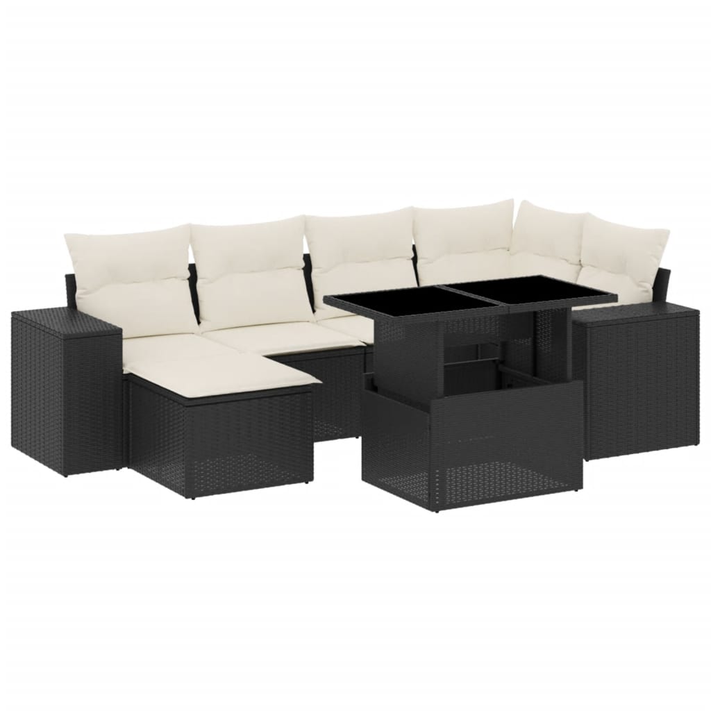 Set Divani da Giardino con Cuscini 7pz Nero Polyrattan - homemem39