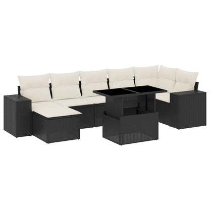 Set Divani da Giardino con Cuscini 8 pz Nero in Polyrattan - homemem39