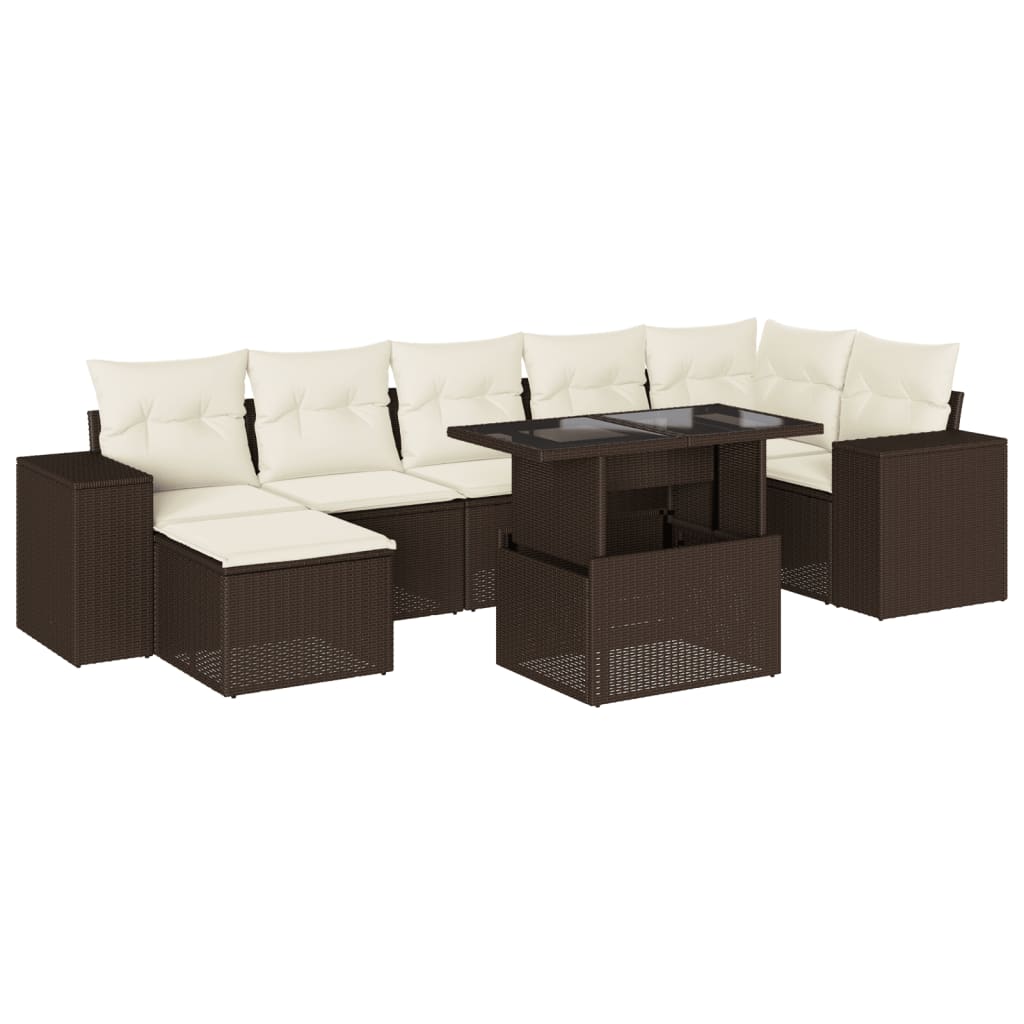 Set Divani da Giardino 8 pz con Cuscini Marrone in Polyrattan | homemem39