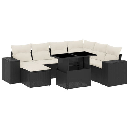 Set Divani da Giardino con Cuscini 8 pz Nero in Polyrattan - homemem39