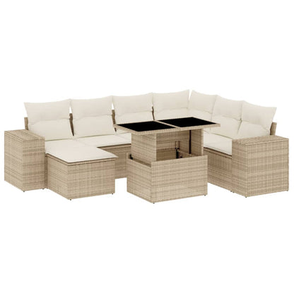 Set Divano da Giardino 8 pz con Cuscini Beige in Polyrattan - homemem39