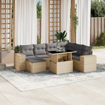Set Divano da Giardino 8 pz con Cuscini Beige in Polyrattan - homemem39