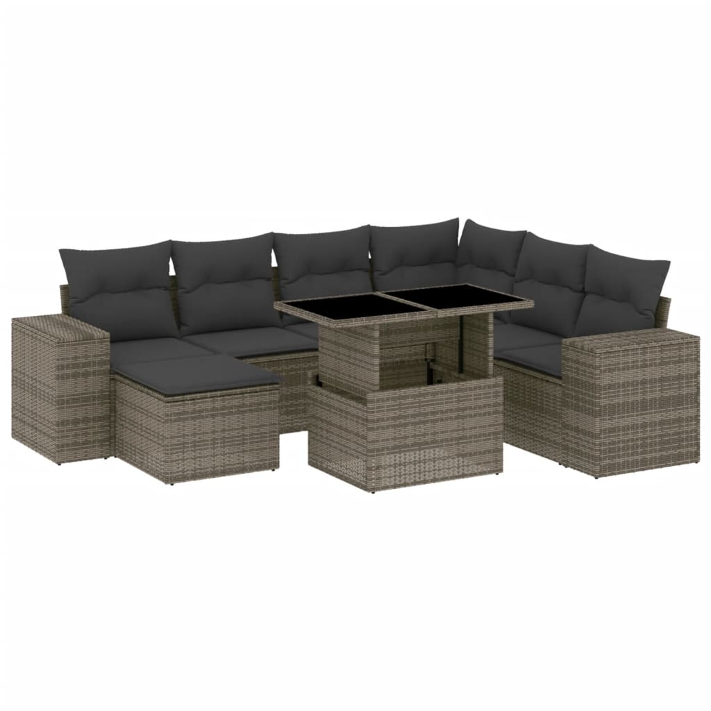 Set Divano da Giardino 8 pz con Cuscini Grigio in Polyrattan - homemem39