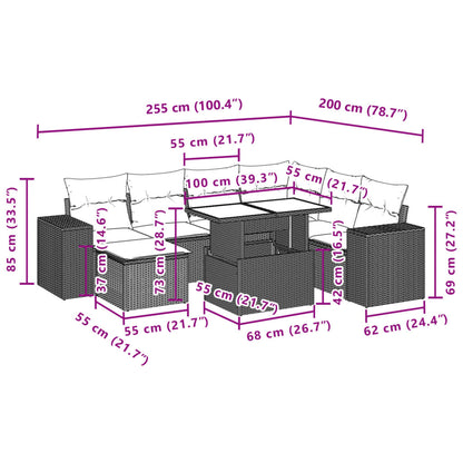 Set Divano da Giardino 8 pz con Cuscini Grigio in Polyrattan | homemem39