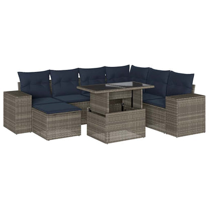 Set Divani da Giardino 8 pz con Cuscini Grigio in Polyrattan | homemem39