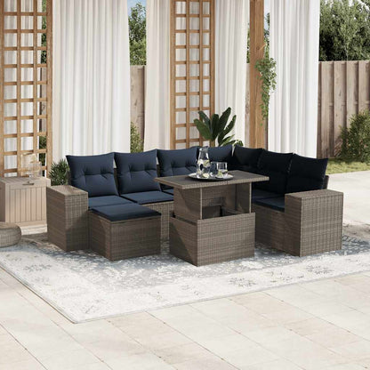 Set Divani da Giardino 8 pz con Cuscini Grigio in Polyrattan | homemem39