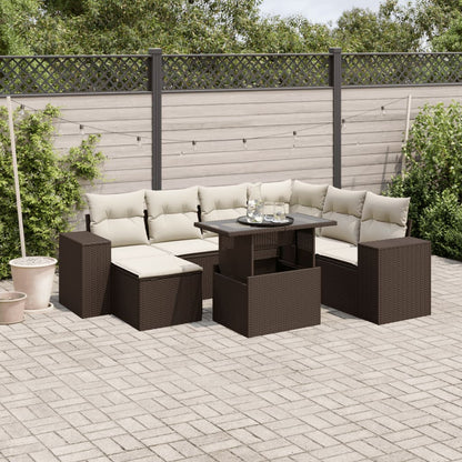 Set Divani da Giardino 8 pz con Cuscini Marrone in Polyrattan | homemem39