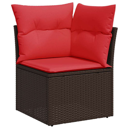 Set Divani da Giardino 8 pz con Cuscini Marrone in Polyrattan